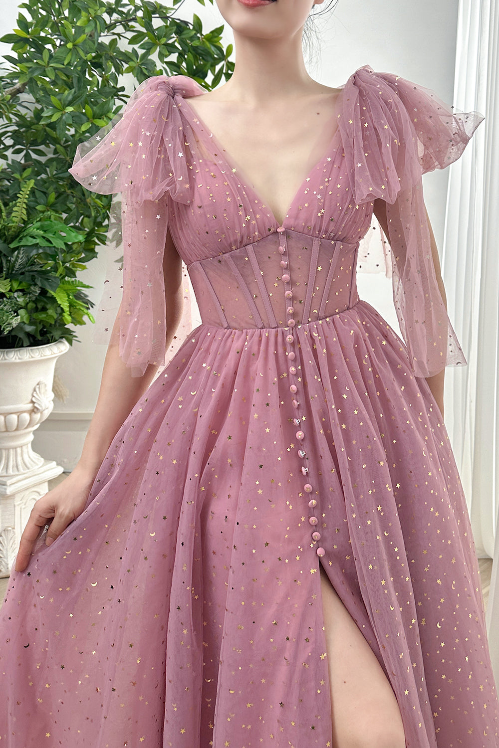 Infinity Corset Star Tulle Midi Dress with Mid Slit THEGIRLSOUTFITS Infinity Corset Star Tulle Midi Dress with Mid Slit THEGIRLSOUTFITS