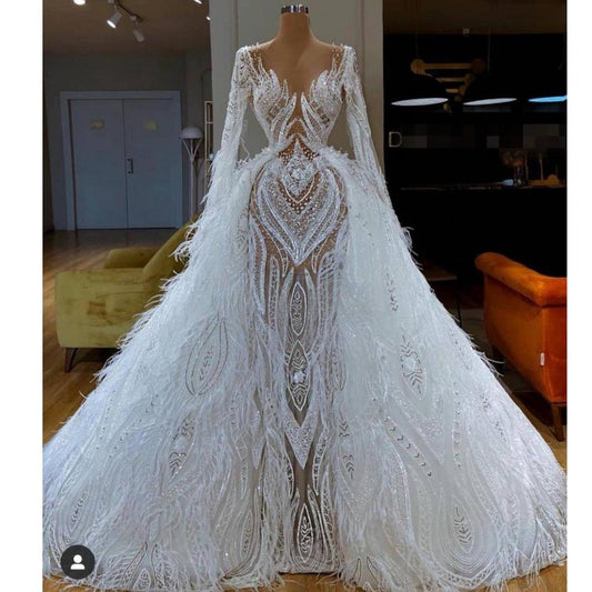 Feather Mermaid With Detachable Train - THEGIRLSOUTFITS