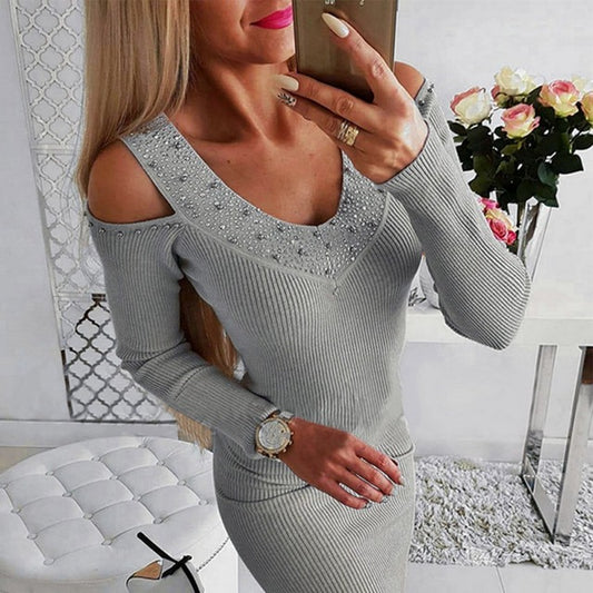 V-neck Slim Dress - THEGIRLSOUTFITS