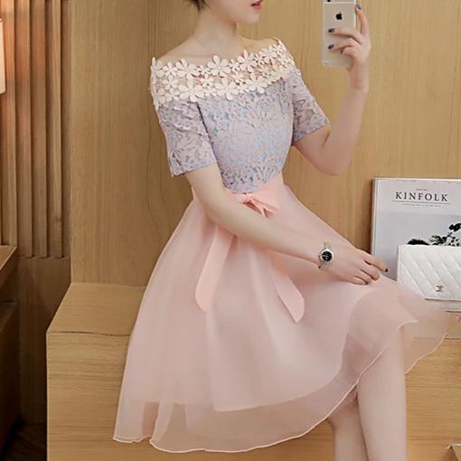 Slash neck Bow Hollow - THEGIRLSOUTFITS