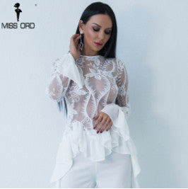 Elegant Lace Long Sleeve See Through Chiffon - THEGIRLSOUTFITS