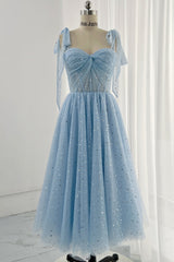 THEGIRLSOUTFITS Sweetheart Tulle Midi Prom Dress with Removable Straps