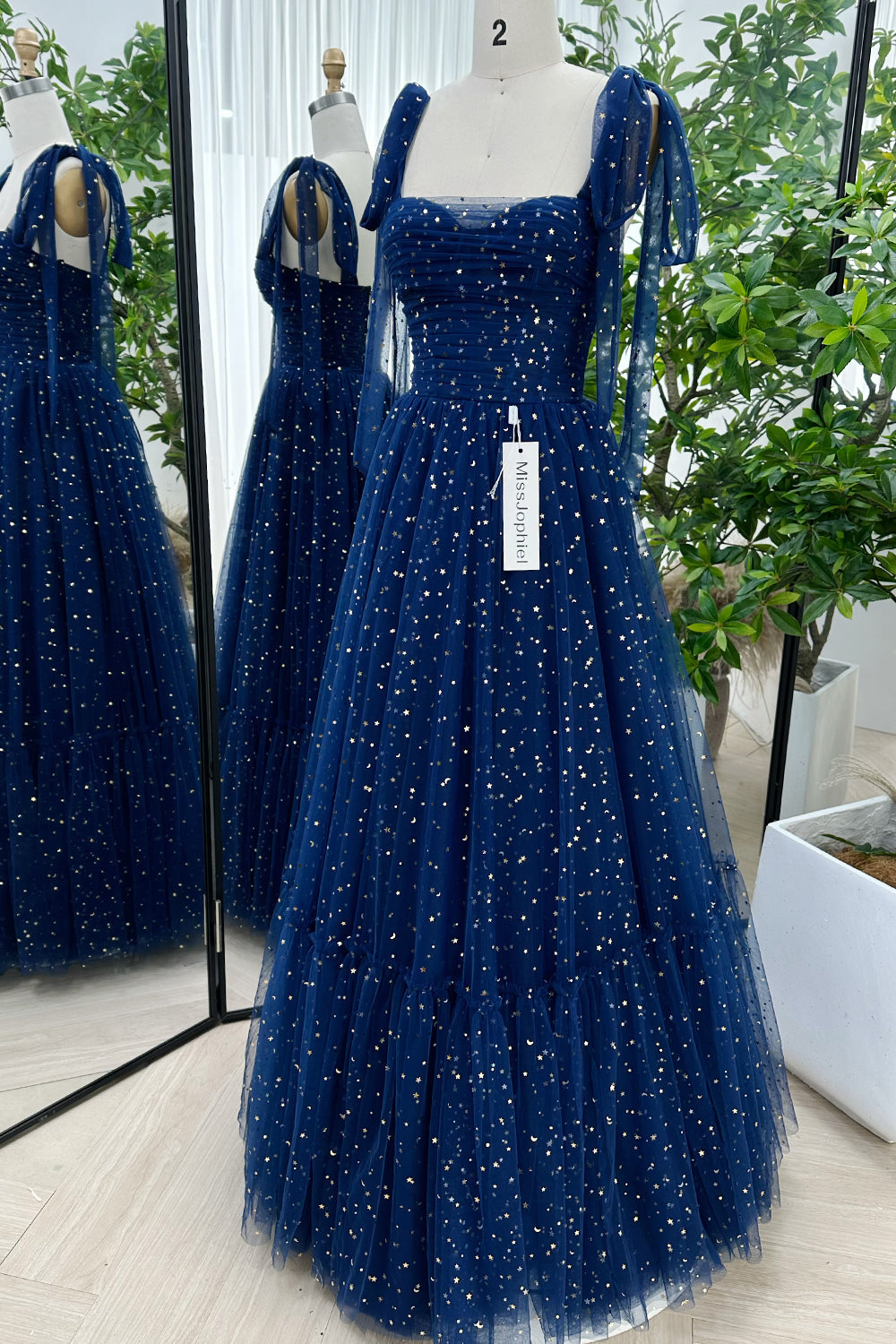 midi tulle prom dress MissJophiel Lavender Embroidered Tulle Tea-Length Prom Dress Custom Color / Above Knee / US12