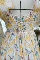 Infinity Corset Floral Print Chiffon Long Dress with Slit
