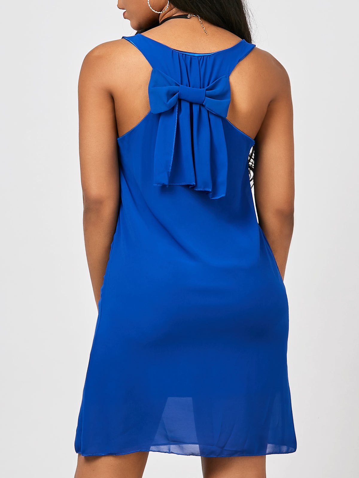 Chiffon Bowknot Tank Dress - Blue - XL - THEGIRLSOUTFITS