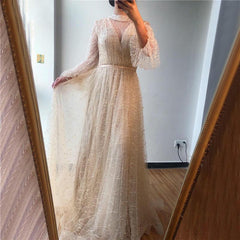 Black Peach Pearls Beach Tulle Prom - THEGIRLSOUTFITS