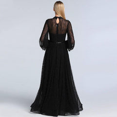 Black Peach Pearls Beach Tulle Prom - THEGIRLSOUTFITS
