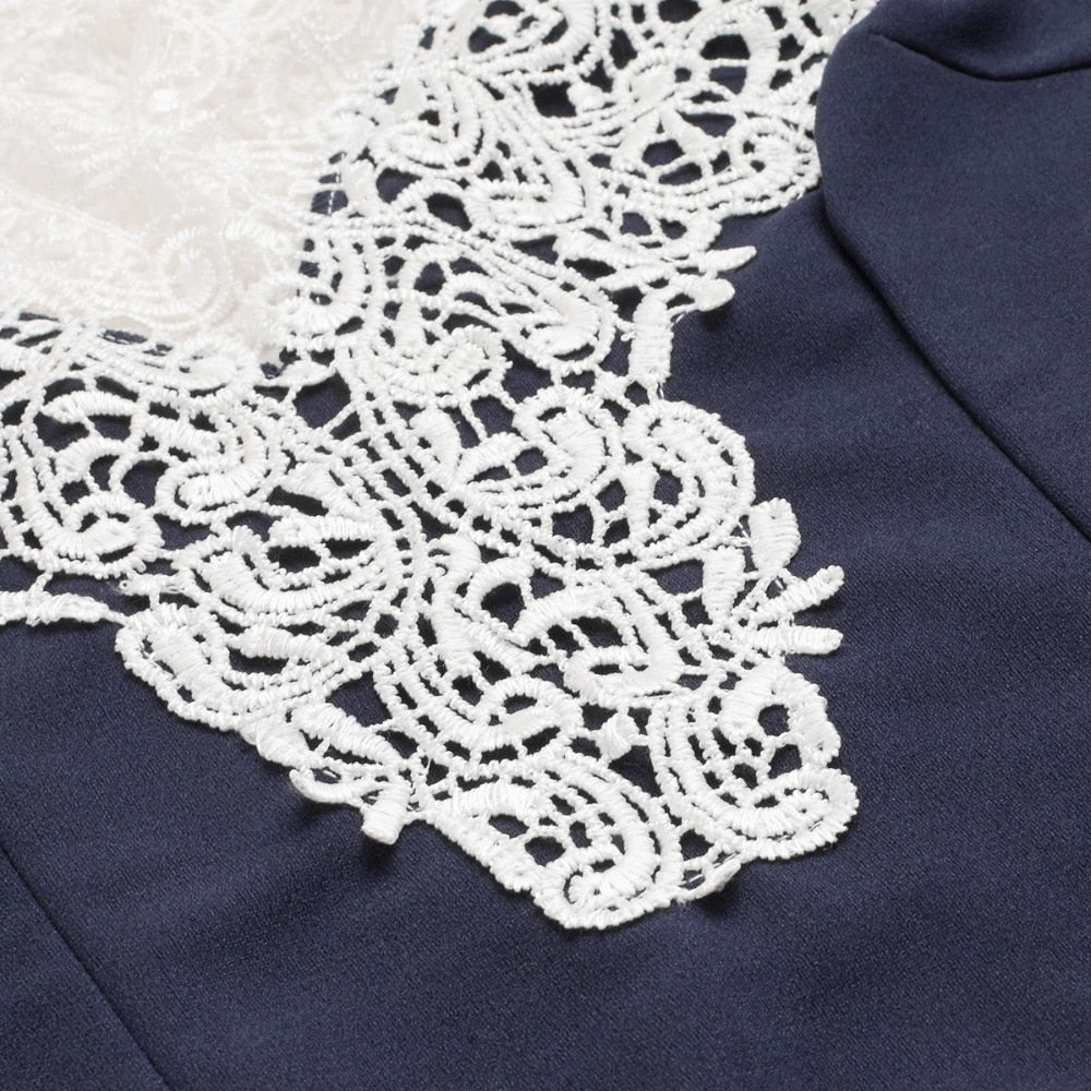 Navy Floral Lace Yoke Form - THEGIRLSOUTFITS