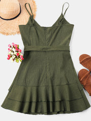 Spaghetti Strap Surplice Dress - THEGIRLSOUTFITS
