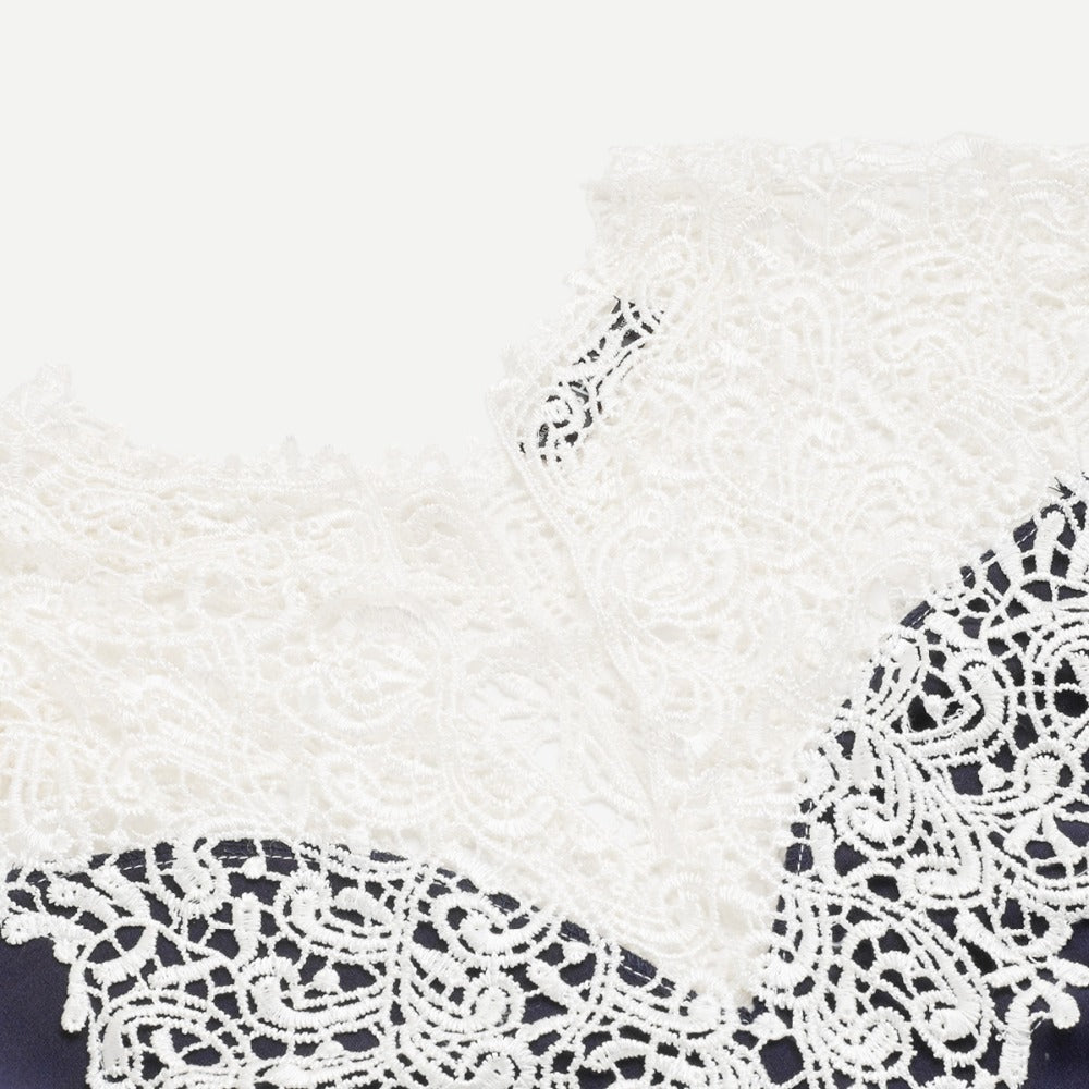 Navy Floral Lace Yoke Form - THEGIRLSOUTFITS