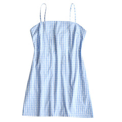 Knotted Plaid Back Zipper Cami Dress - THEGIRLSOUTFITS