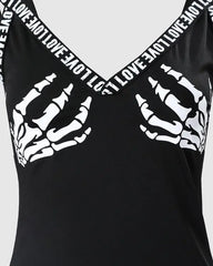 Halloween Graphic Print V-Neck Tank Top
