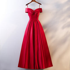 Satin Feel Red Dress Slash Neck Bow - THEGIRLSOUTFITS