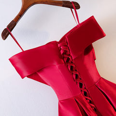 Satin Feel Red Dress Slash Neck Bow - THEGIRLSOUTFITS