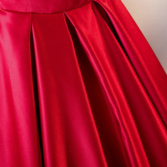 Satin Feel Red Dress Slash Neck Bow - THEGIRLSOUTFITS