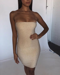 Thin Shoulder Strap Short Dress - THEGIRLSOUTFITS