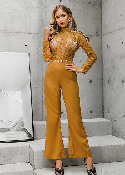 Yellow lace hot sale jumpsuit