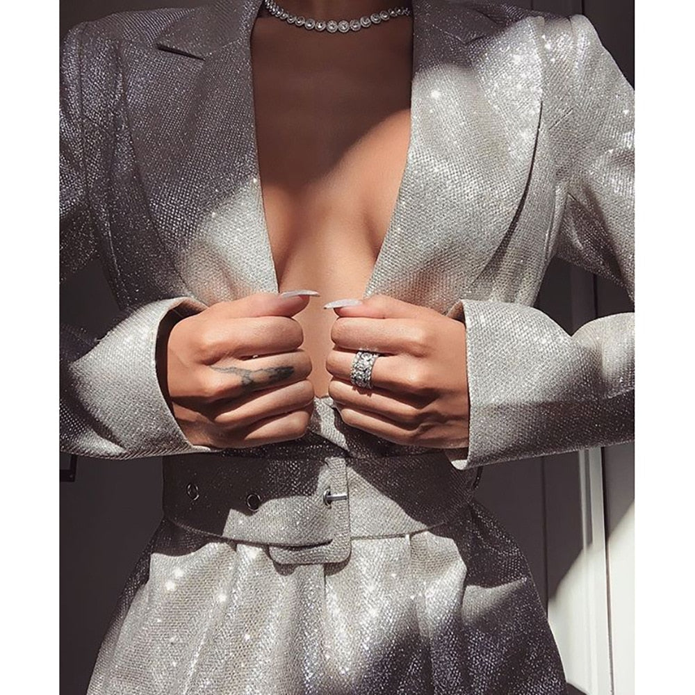 Coat Deep V-Neck Blazer - THEGIRLSOUTFITS
