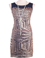 Mesh Insert Sequin Stripes Diamond Geometry Hollow Back - THEGIRLSOUTFITS