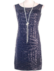 Mesh Insert Sequin Stripes Diamond Geometry Hollow Back - THEGIRLSOUTFITS