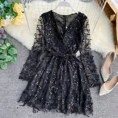 V-neck Bling Sequins - THEGIRLSOUTFITS