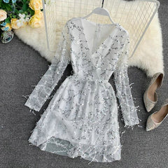 V-neck Bling Sequins - THEGIRLSOUTFITS