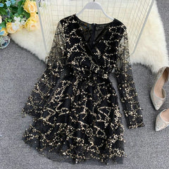 V-neck Bling Sequins - THEGIRLSOUTFITS