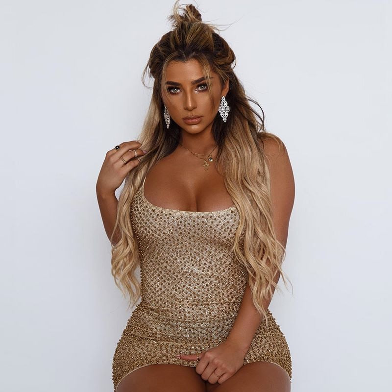 Spaghetti Strap Shiny Sequined - THEGIRLSOUTFITS