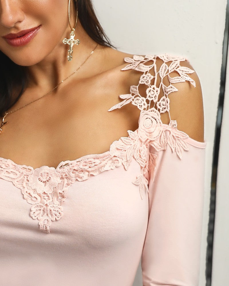 Lace Applique Long Sleeve - THEGIRLSOUTFITS