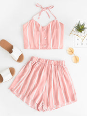 Two Pieces Set Rainbow Striped Smocked - THEGIRLSOUTFITS
