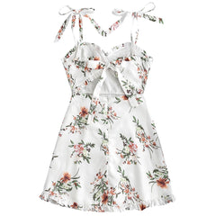 Tied Straps Floral Ruffles Mini Dress - THEGIRLSOUTFITS