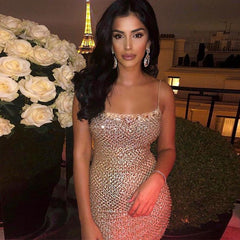 Spaghetti Strap Shiny Sequined - THEGIRLSOUTFITS