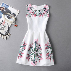 Casual Vintage Floral Print Dresses A Line High Waist - THEGIRLSOUTFITS