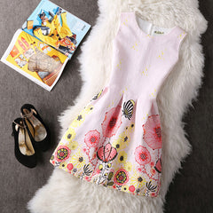 Casual Vintage Floral Print Dresses A Line High Waist - THEGIRLSOUTFITS