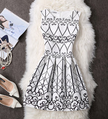 Casual Vintage Floral Print Dresses A Line High Waist - THEGIRLSOUTFITS