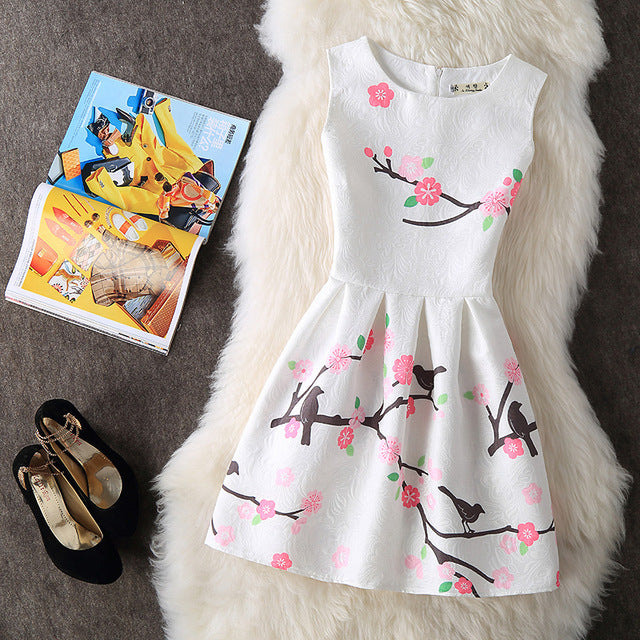 Casual Vintage Floral Print Dresses A Line High Waist - THEGIRLSOUTFITS