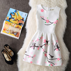 Casual Vintage Floral Print Dresses A Line High Waist - THEGIRLSOUTFITS