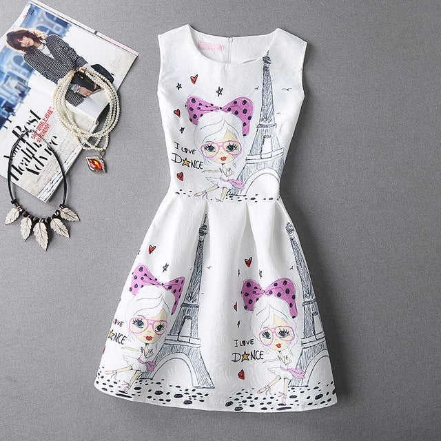Casual Vintage Floral Print Dresses A Line High Waist - THEGIRLSOUTFITS