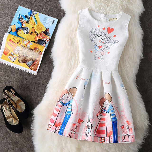 Casual Vintage Floral Print Dresses A Line High Waist - THEGIRLSOUTFITS