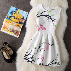 Casual Vintage Floral Print Dresses A Line High Waist - THEGIRLSOUTFITS