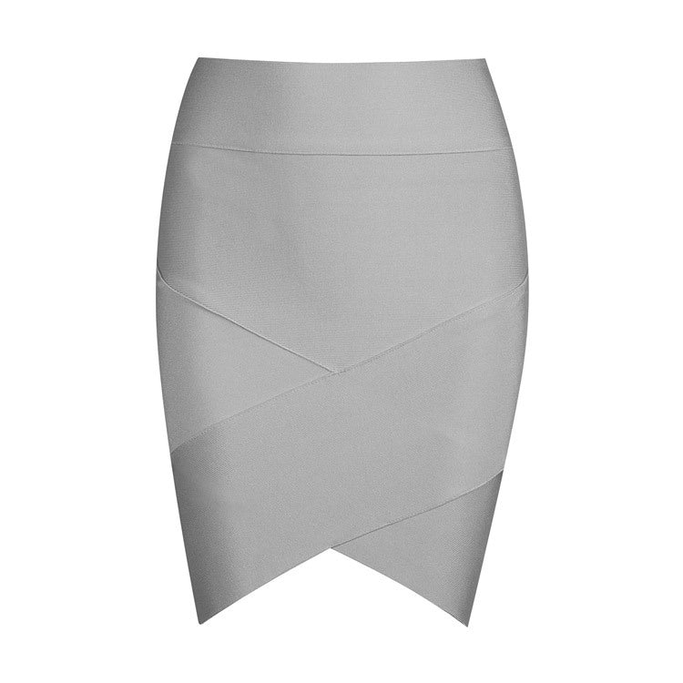 Solid Irregular Mini  Bandage Skirt - THEGIRLSOUTFITS