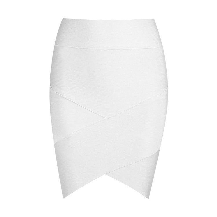 Solid Irregular Mini  Bandage Skirt - THEGIRLSOUTFITS