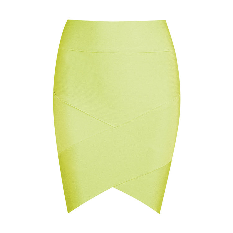 Solid Irregular Mini  Bandage Skirt - THEGIRLSOUTFITS