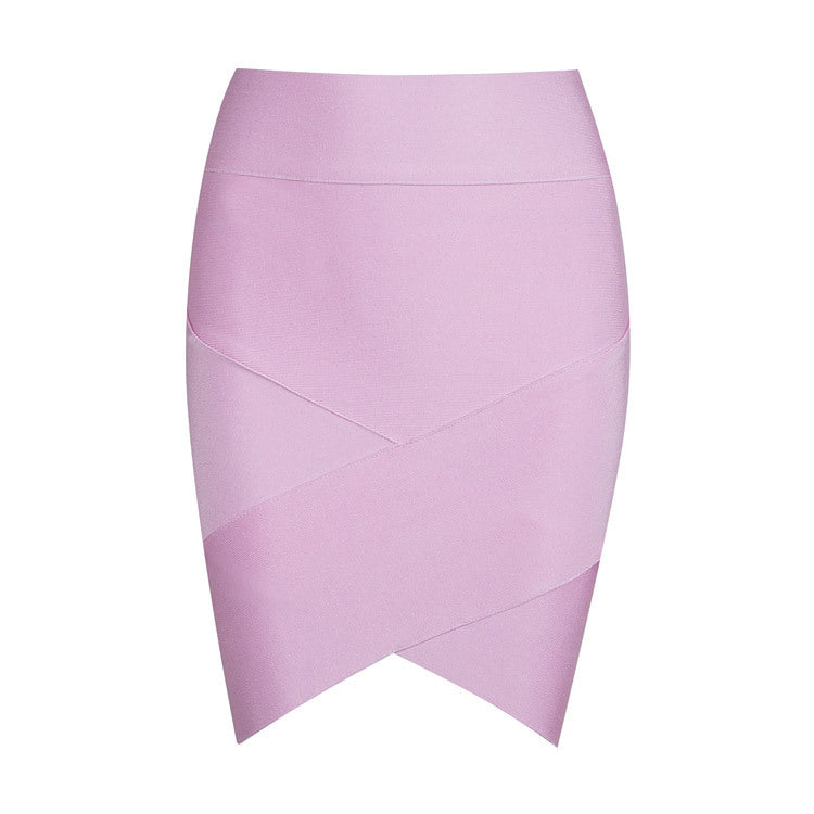 Solid Irregular Mini  Bandage Skirt - THEGIRLSOUTFITS