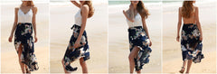 Chiffon Dress Patchwork Lace V Neck - THEGIRLSOUTFITS