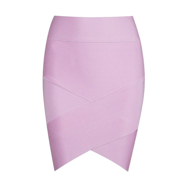 Solid Irregular Mini  Bandage Skirt - THEGIRLSOUTFITS