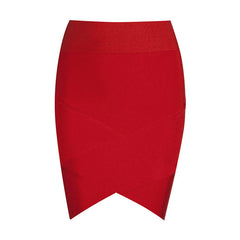 Solid Irregular Mini  Bandage Skirt - THEGIRLSOUTFITS