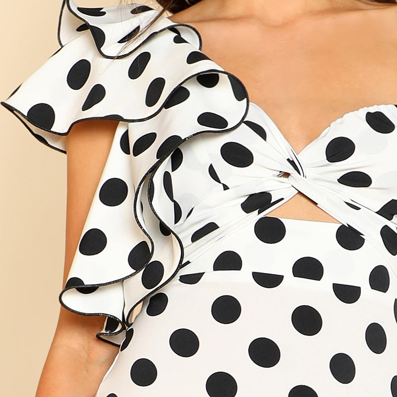 Backless Asymmetrical   Polka Dot Dress - THEGIRLSOUTFITS