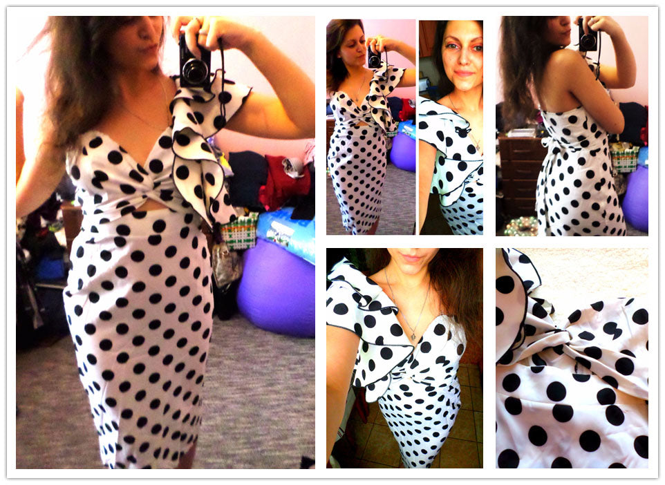 Backless Asymmetrical   Polka Dot Dress - THEGIRLSOUTFITS