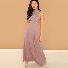 Lace Overlay Bodice Maxi - THEGIRLSOUTFITS
